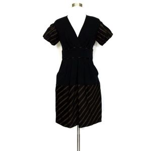 BCBGMaxazria Dress Black Brown Stripes Sz 0